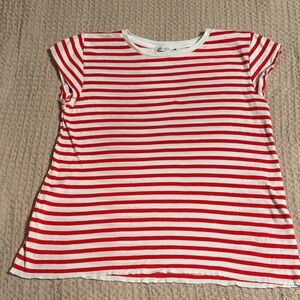 ZARA Red and White Striped Women’s Shirt Size M